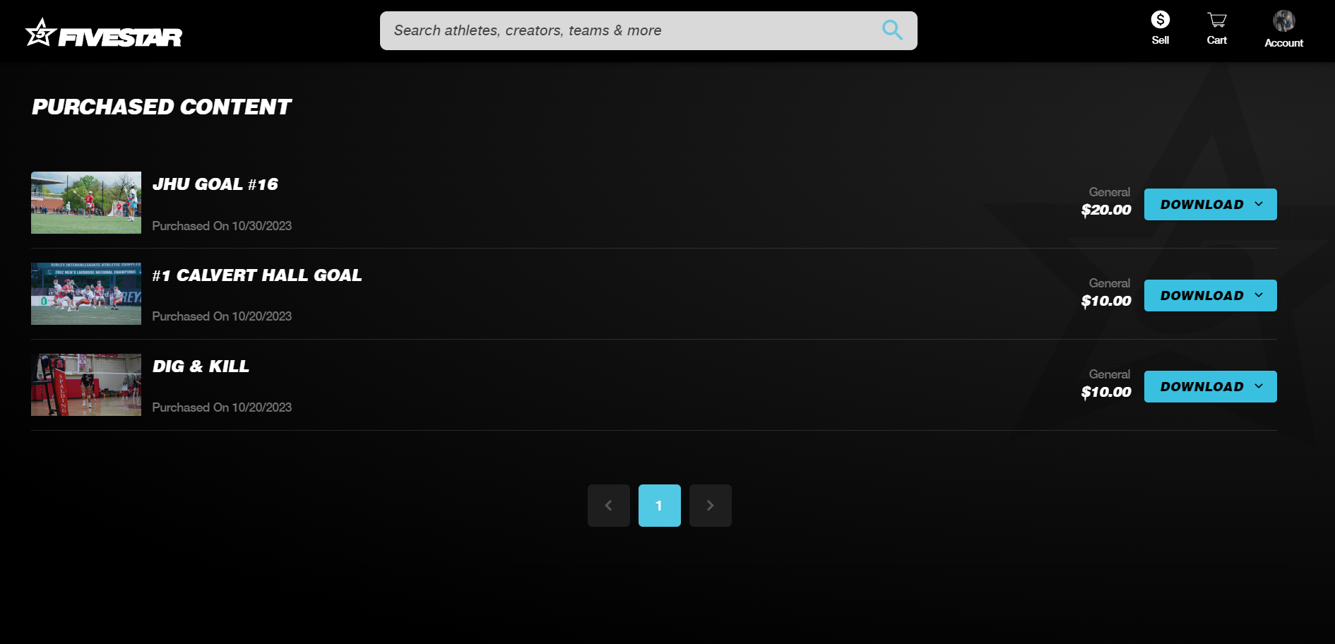 Purchased content area