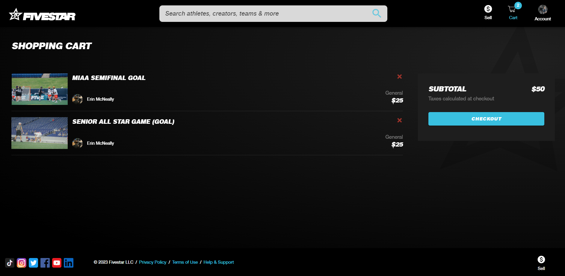 Shopping cart screen