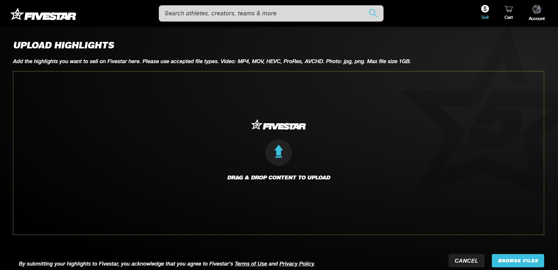 Upload screen
